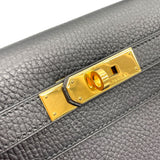 エルメス HERMES ケリー28 外縫い □A刻 ブラック×ゴールド金具 アルデンヌ レディース ハンドバッグ