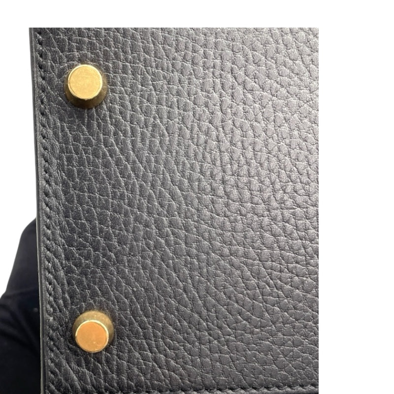 エルメス HERMES ケリー28 外縫い □A刻 ブラック×ゴールド金具 アルデンヌ レディース ハンドバッグ