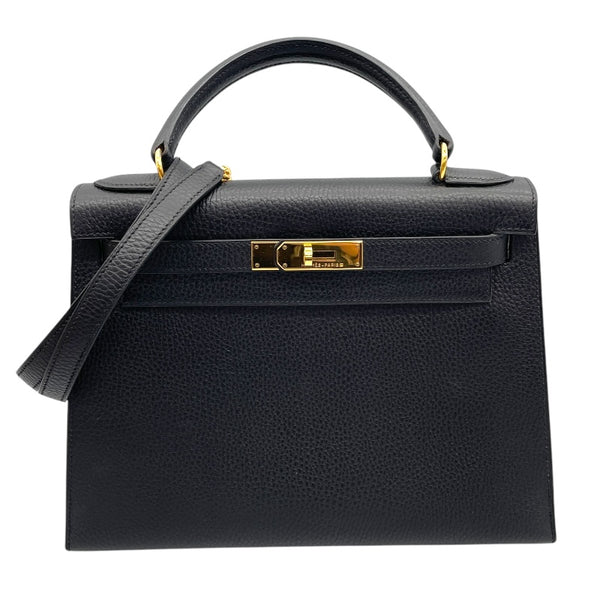 エルメス HERMES ケリー28 外縫い □A刻 ブラック×ゴールド金具 アルデンヌ レディース ハンドバッグ