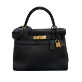 エルメス HERMES ケリー28 内縫い X刻印 ブラック/GD金具 トリヨン レディース ハンドバッグ