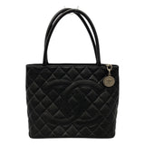 シャネル CHANEL 復刻トート A01804 ブラック シルバ-金具 キャビアスキン レディース トートバッグ