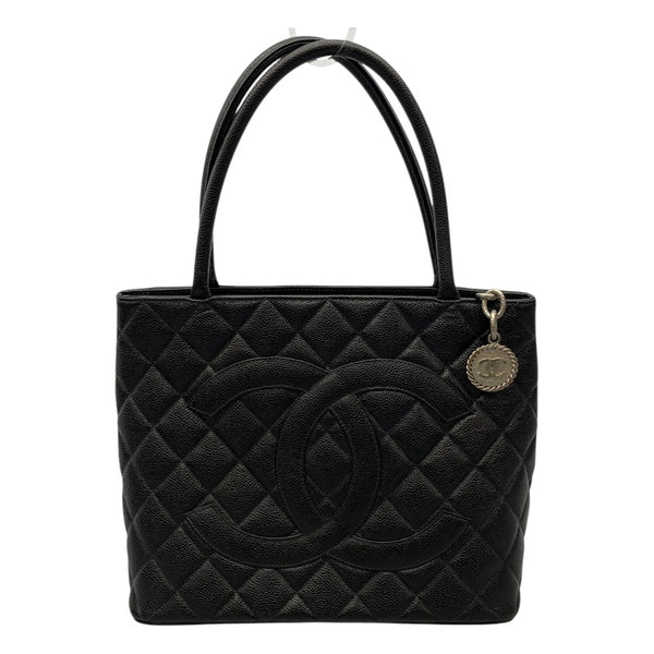 シャネル CHANEL 復刻トート A01804 ブラック シルバ-金具 キャビアスキン レディース トートバッグ