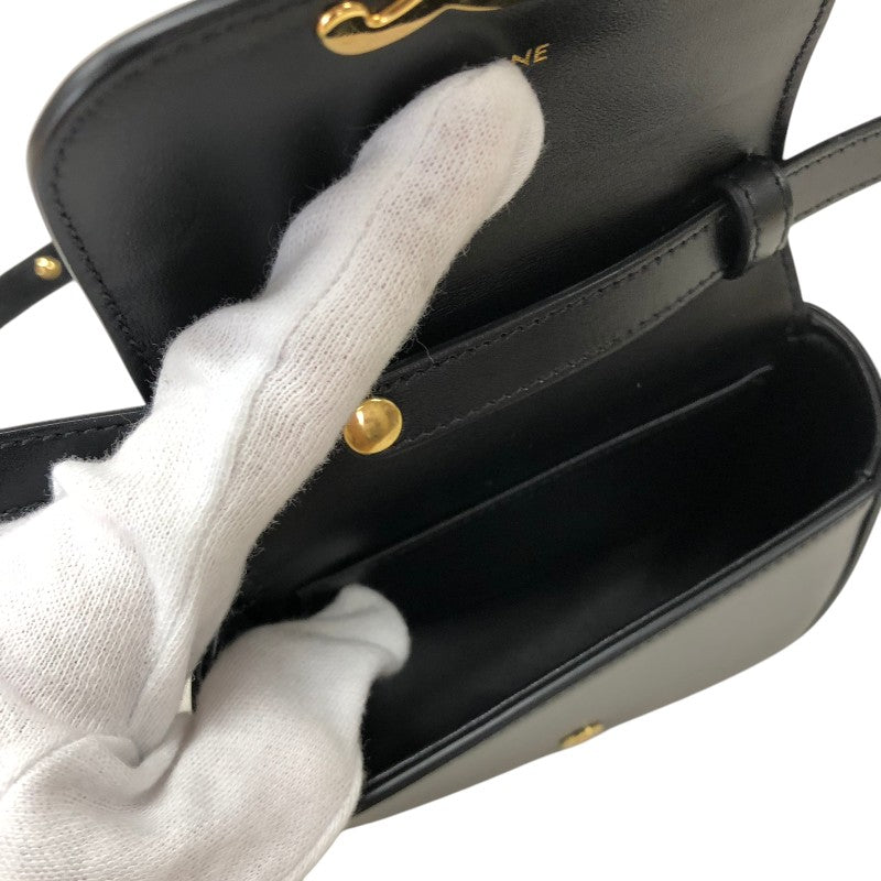 セリーヌ CELINE ミニクロード トリオンフ ショルダーバッグ バッグ 10I513 ブラック ゴールド金具 シャイニーカーフ レディース ショルダーバッグ