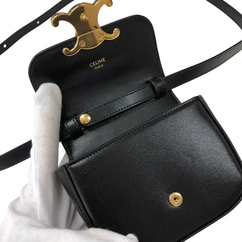 セリーヌ CELINE ミニクロード トリオンフ ショルダーバッグ バッグ 10I513 ブラック ゴールド金具 シャイニーカーフ レディース ショルダーバッグ