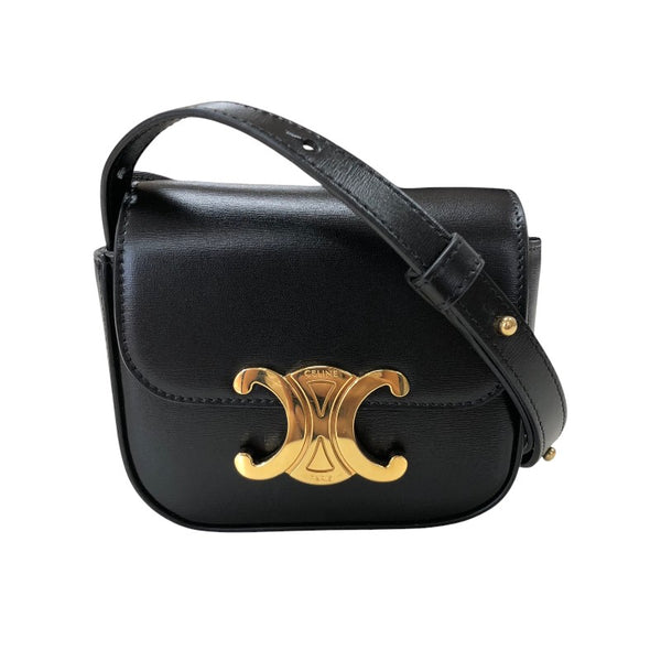 セリーヌ CELINE ミニクロード トリオンフ ショルダーバッグ バッグ 10I513 ブラック ゴールド金具 シャイニーカーフ レディース ショルダーバッグ
