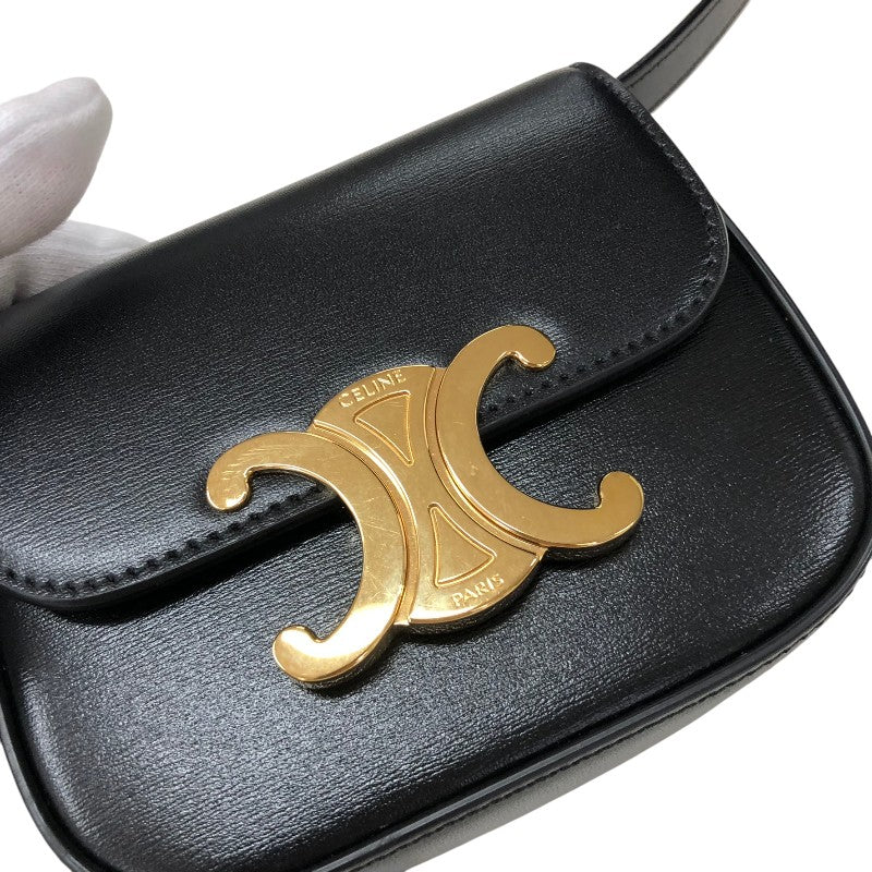 セリーヌ CELINE ミニクロード トリオンフ ショルダーバッグ バッグ 10I513 ブラック ゴールド金具 シャイニーカーフ レディース ショルダーバッグ