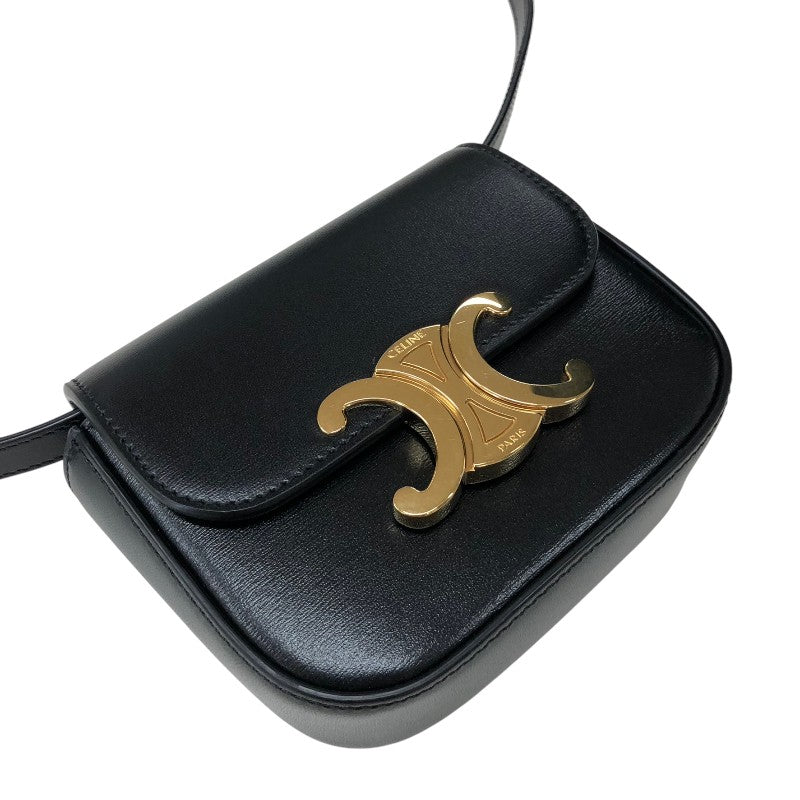 セリーヌ CELINE ミニクロード トリオンフ ショルダーバッグ バッグ 10I513 ブラック ゴールド金具 シャイニーカーフ レディース ショルダーバッグ