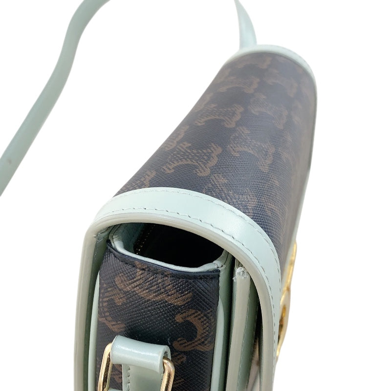 セリーヌ CELINE ティーントリオンフバッグ 188882 グリーン トリオンフキャンバス/カーフ レディース ショルダーバッグ