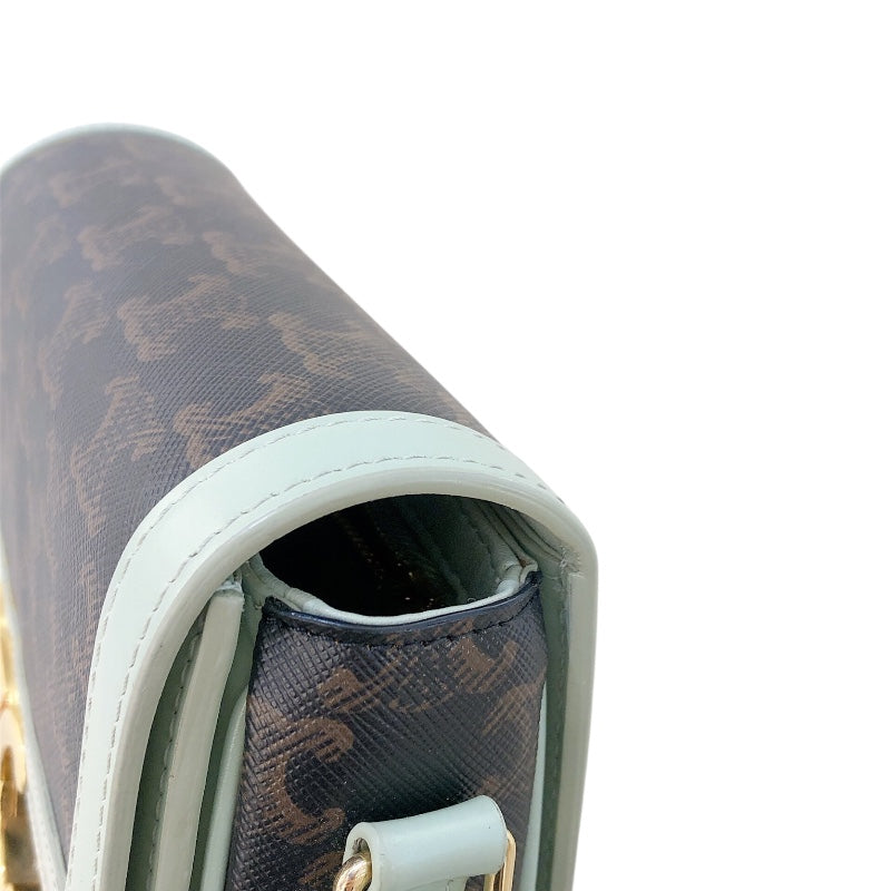 セリーヌ CELINE ティーントリオンフバッグ 188882 グリーン トリオンフキャンバス/カーフ レディース ショルダーバッグ