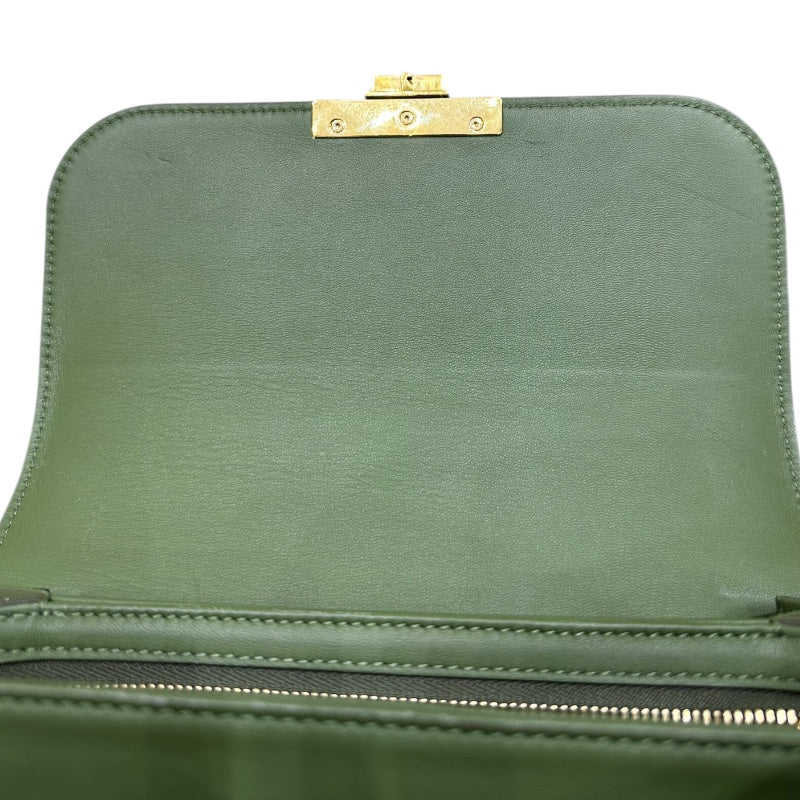 セリーヌ CELINE クラシック トリオンフショルダーバッグ 187363 グリーン カーフスキン レディース ショルダーバッグ