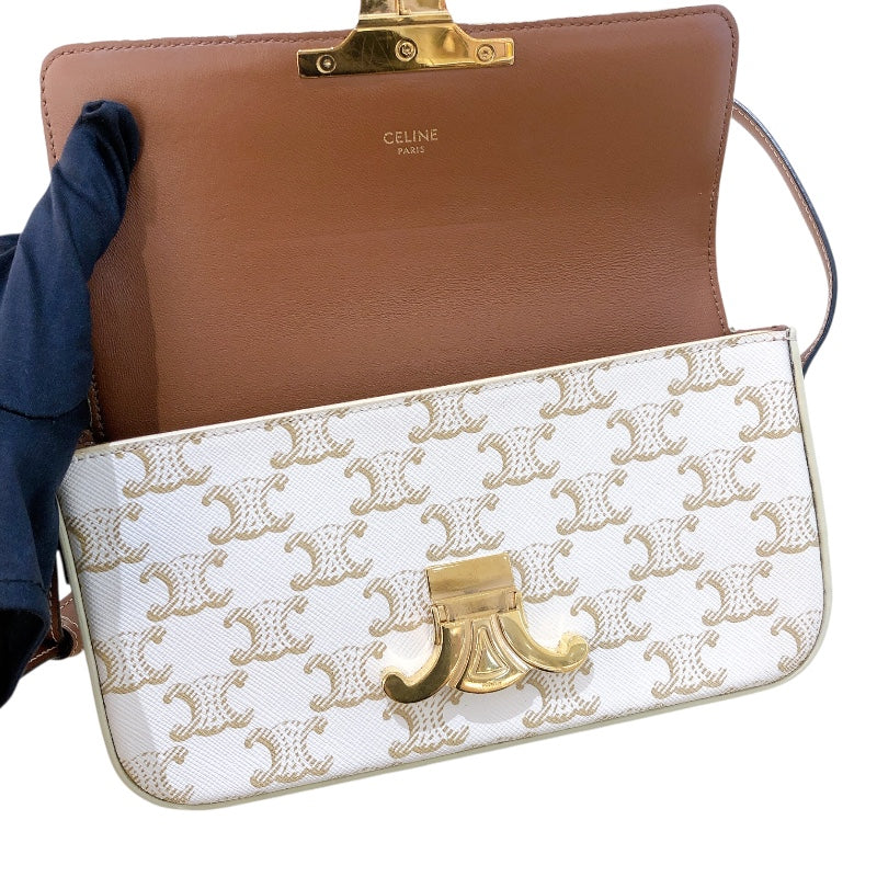 セリーヌ CELINE ショルダーバッグ クロード ホワイト トリオンフキャンバス/カーフ レディース ショルダーバッグ