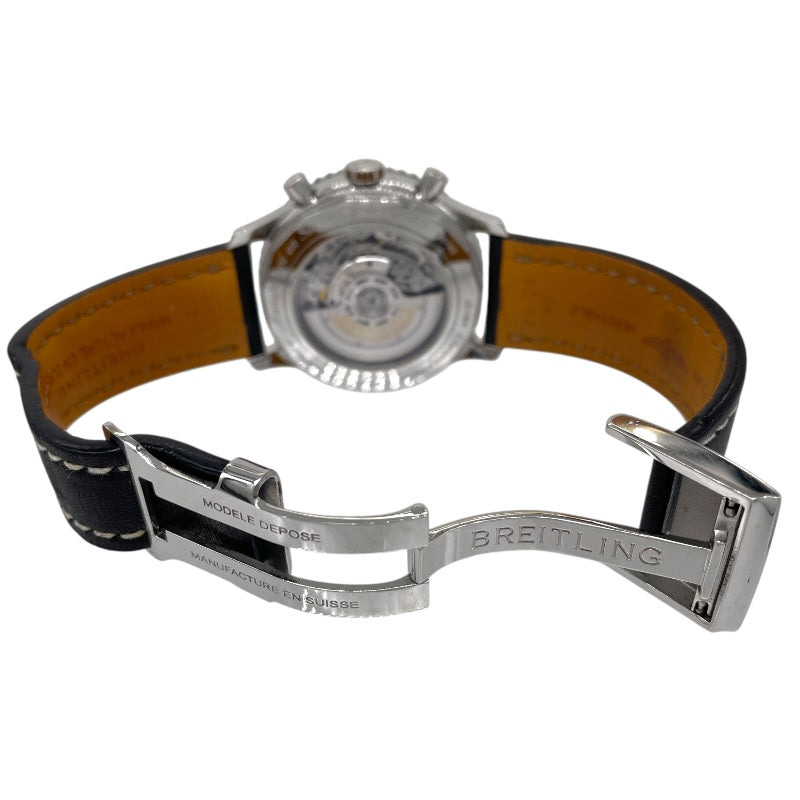 ブライトリング BREITLING ナビタイマー01 46 AB012721 ブラック×シルバー SS/レザーベルト メンズ 腕時計