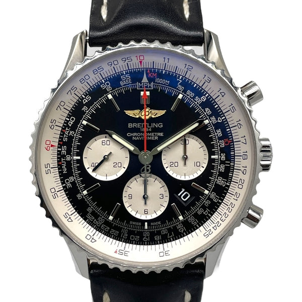 ブライトリング BREITLING ナビタイマー01 46 AB012721 ブラック×シルバー SS/レザーベルト メンズ 腕時計