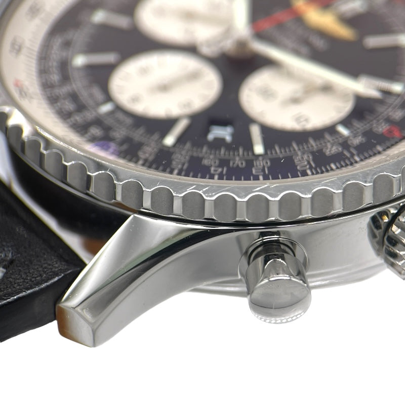 ブライトリング BREITLING ナビタイマー01 46 AB012721 ブラック×シルバー SS/レザーベルト メンズ 腕時計