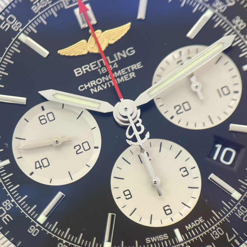 ブライトリング BREITLING ナビタイマー01 46 AB012721 ブラック×シルバー SS/レザーベルト メンズ 腕時計