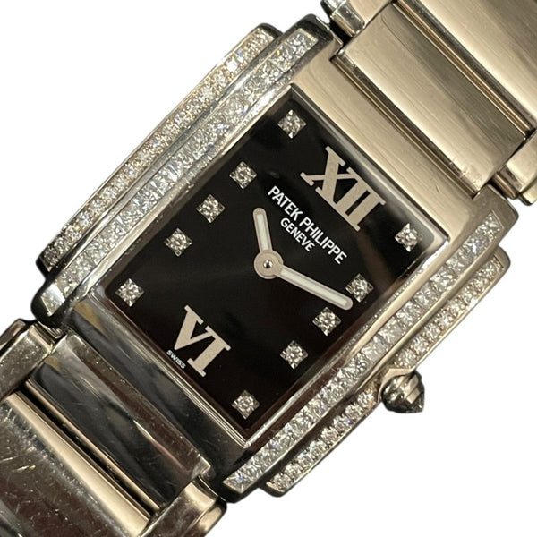 パテック・フィリップ PATEK PHILIPPE トゥエンティフォー 4910/20G-001 ブラック K18WG/ダイヤモンド クオーツ レディース 腕時計