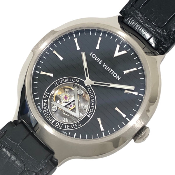ルイ・ヴィトン LOUIS VUITTON タンブール トゥールビヨン Q7EB9Y 750WG メンズ 腕時計