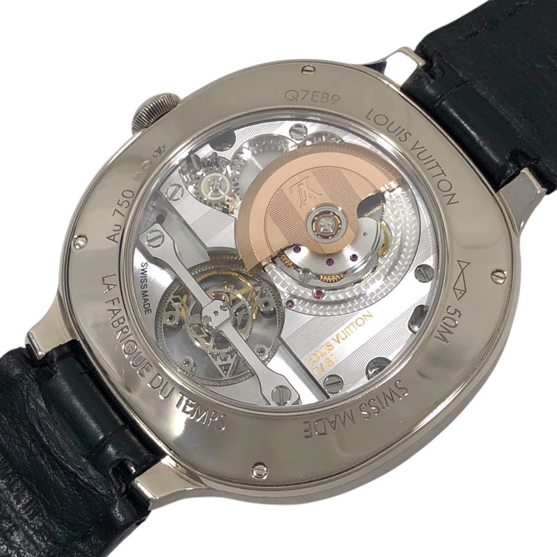 ルイ・ヴィトン LOUIS VUITTON タンブール トゥールビヨン Q7EB9Y 750WG メンズ 腕時計