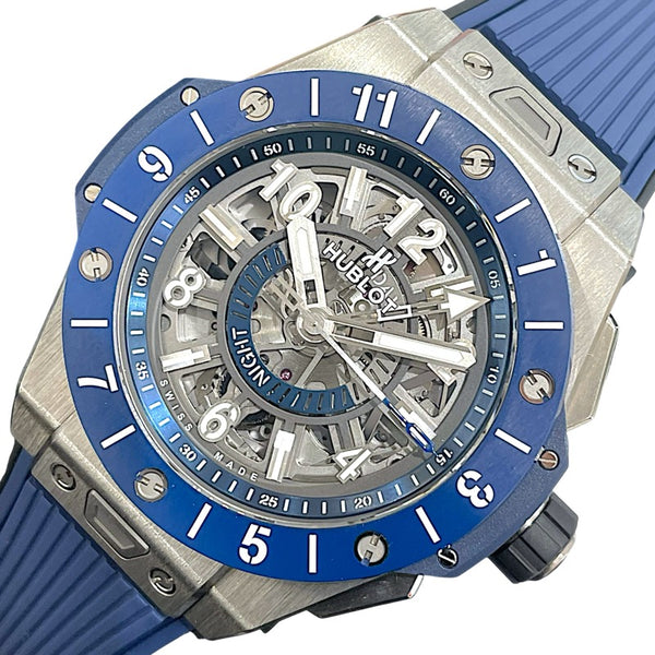 ウブロ HUBLOT ビッグバン ウニコ GMT チタニウム ブルー 471.NL.7112.RX チタニウム/ラバー メンズ 腕時計