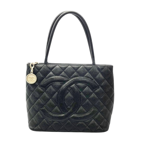 シャネル CHANEL 復刻トート A01804  ブラック　シルバー金具 キャビアスキン レディース ハンドバッグ