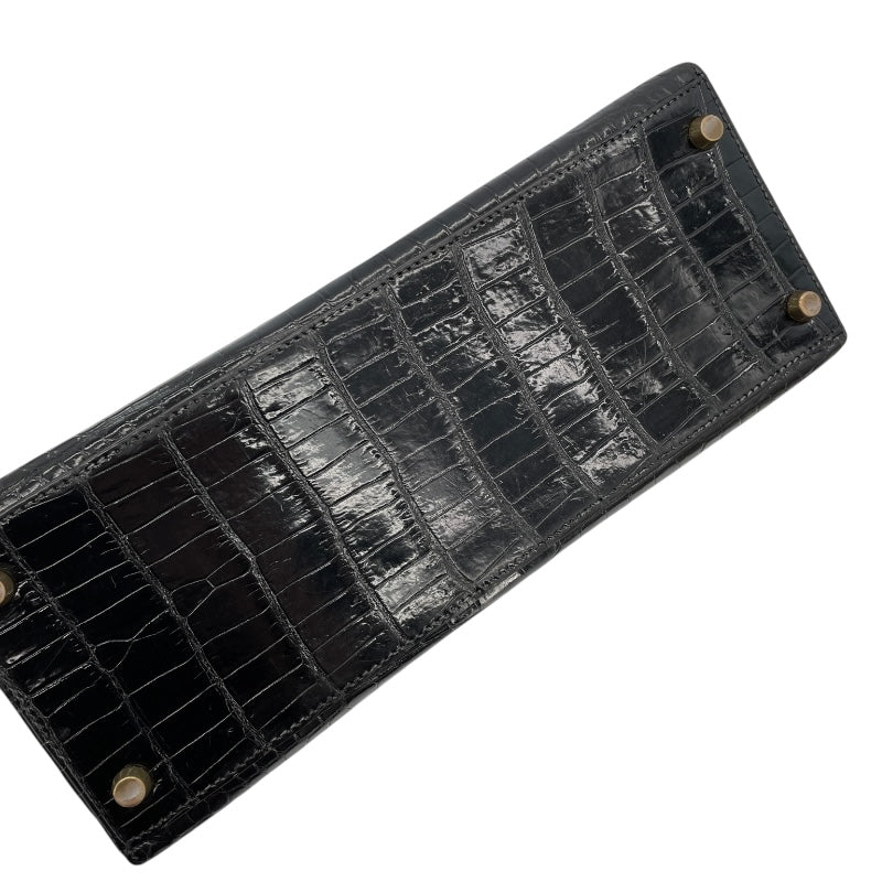 エルメス HERMES ケリー28　外縫い 〇V刻 ブラック　ゴールド金具 ポロサス レディース ショルダーバッグ