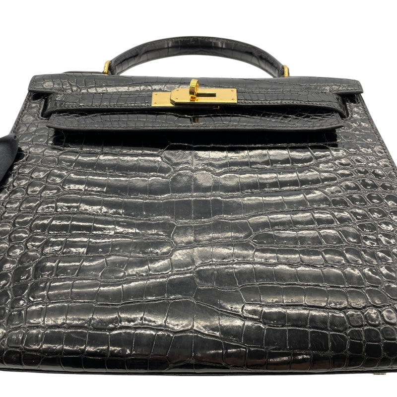 エルメス HERMES ケリー28　外縫い 〇V刻 ブラック　ゴールド金具 ポロサス レディース ショルダーバッグ