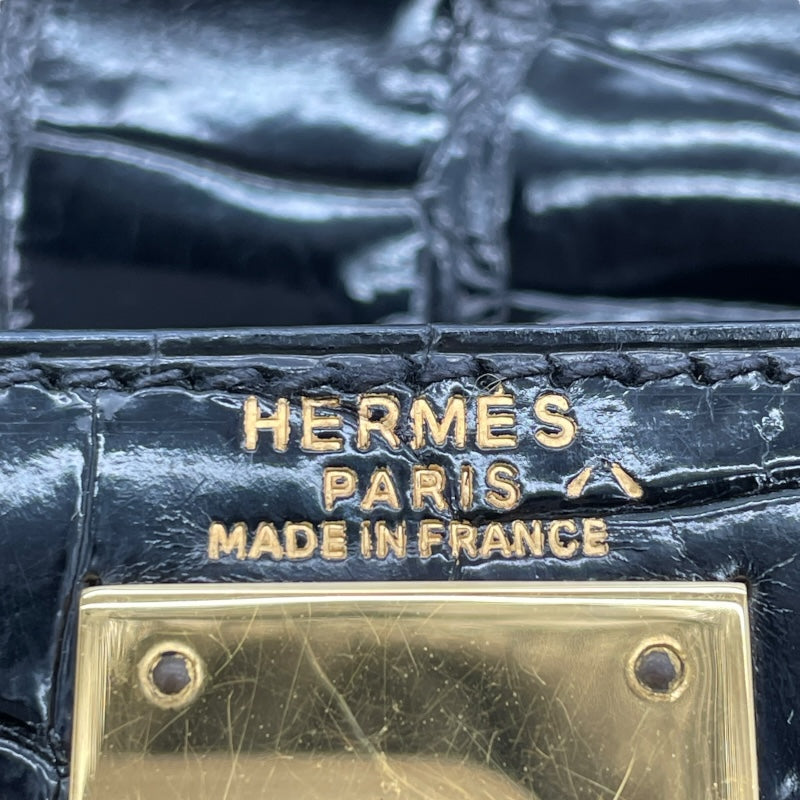 エルメス HERMES ケリー28　外縫い 〇V刻 ブラック　ゴールド金具 ポロサス レディース ショルダーバッグ