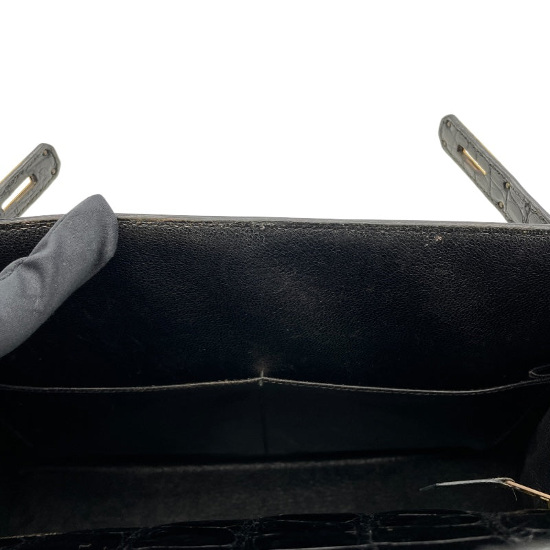 エルメス HERMES ケリー28　外縫い 〇V刻 ブラック　ゴールド金具 ポロサス レディース ショルダーバッグ