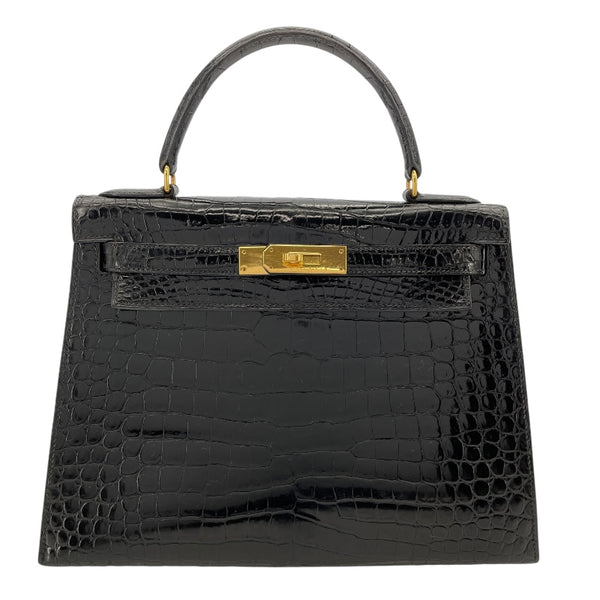 エルメス HERMES ケリー28　外縫い 〇V刻 ブラック　ゴールド金具 ポロサス レディース ショルダーバッグ