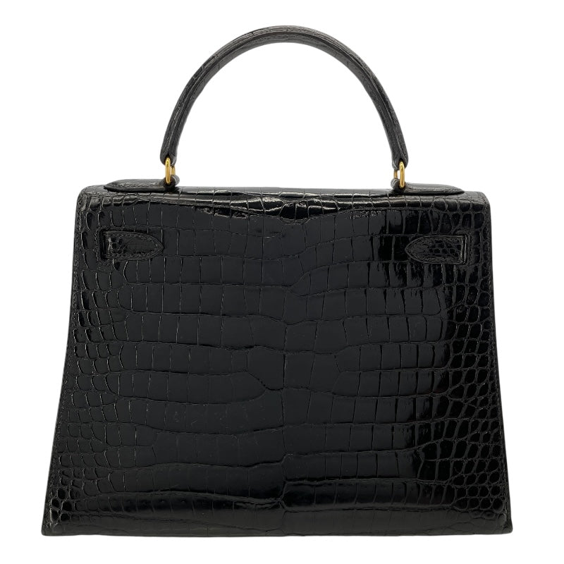 エルメス HERMES ケリー28　外縫い 〇V刻 ブラック　ゴールド金具 ポロサス レディース ショルダーバッグ