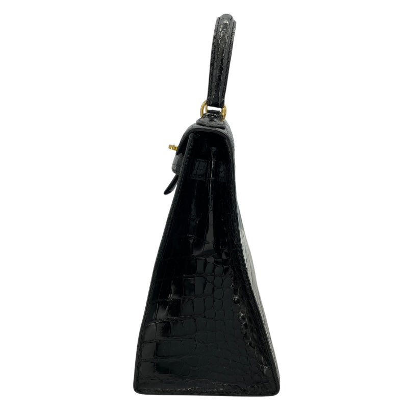 エルメス HERMES ケリー28　外縫い 〇V刻 ブラック　ゴールド金具 ポロサス レディース ショルダーバッグ