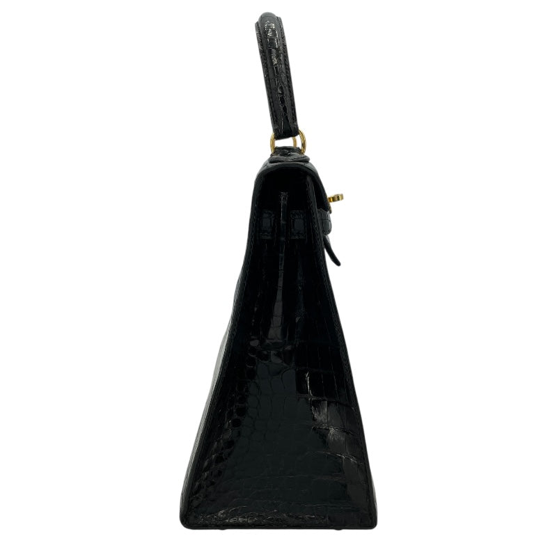 エルメス HERMES ケリー28　外縫い 〇V刻 ブラック　ゴールド金具 ポロサス レディース ショルダーバッグ