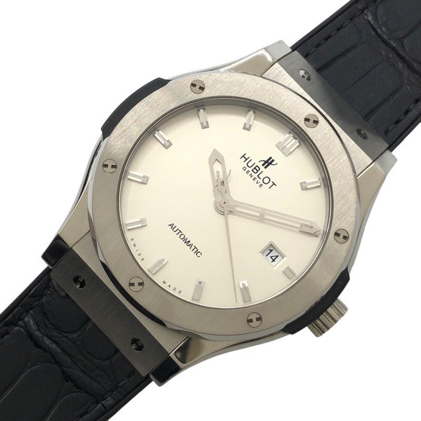 ウブロ HUBLOT クラシックフュージョン　チタニウム　オパリン 542.NX.2610.LR オパーリンシルバー チタン メンズ 腕時計