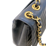 シャネル CHANEL ラージフラップチェーンショルダー GD金具 キャビア レディース ショルダーバッグ