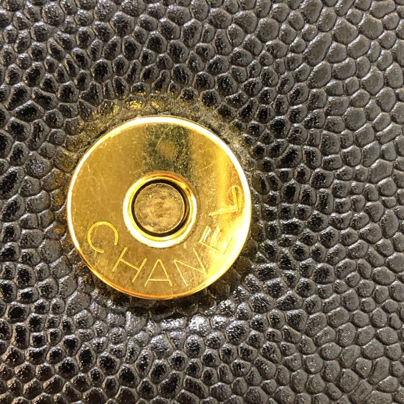 シャネル CHANEL ラージフラップチェーンショルダー GD金具 キャビア レディース ショルダーバッグ