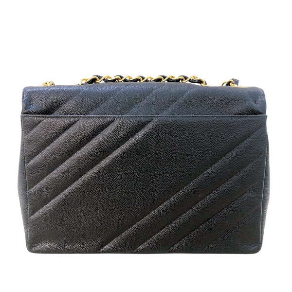 シャネル CHANEL ラージフラップチェーンショルダー GD金具 キャビア レディース ショルダーバッグ