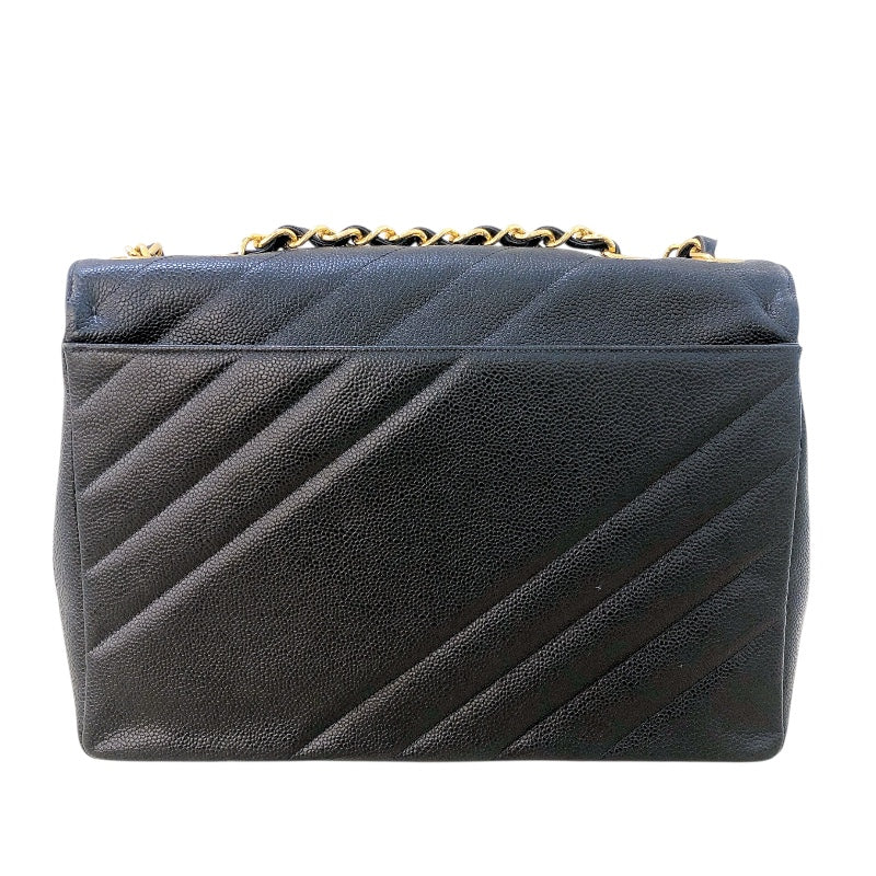 シャネル CHANEL ラージフラップチェーンショルダー GD金具 キャビア レディース ショルダーバッグ