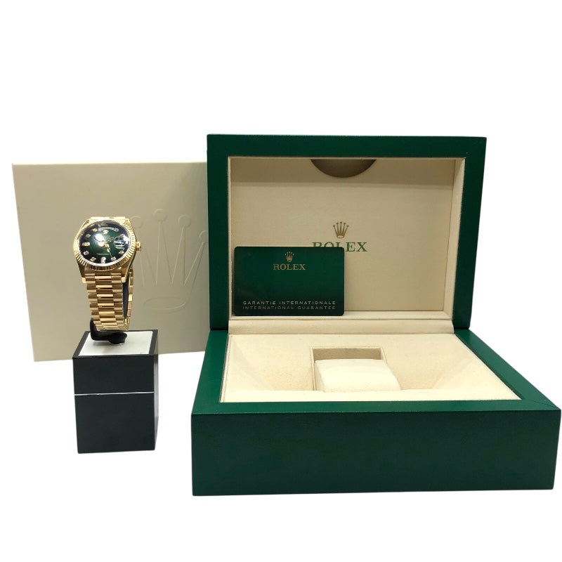ロレックス ROLEX デイデイト36グリーンオングレ 128238A グリーン K18イエローゴールド G750YG ユニセックス 腕時計