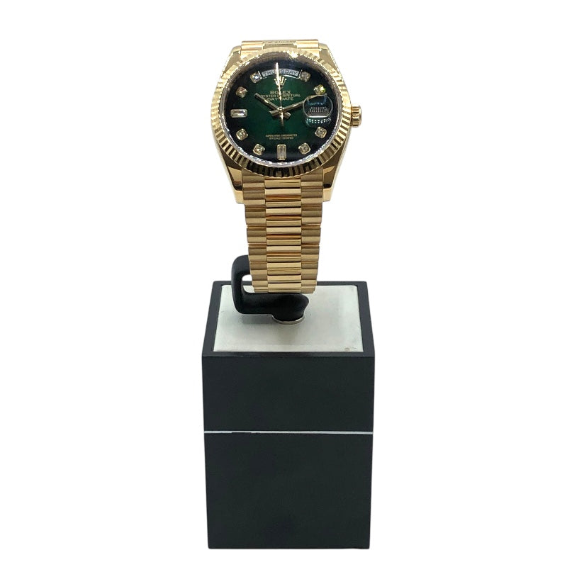 ロレックス ROLEX デイデイト36グリーンオングレ 128238A グリーン K18イエローゴールド G750YG ユニセックス 腕時計