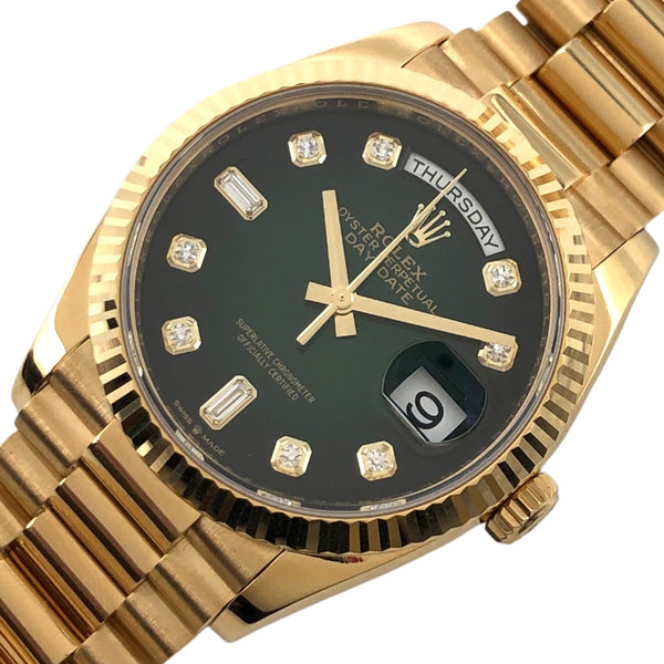 ロレックス ROLEX デイデイト36グリーンオングレ 128238A グリーン K18イエローゴールド G750YG ユニセックス 腕時計