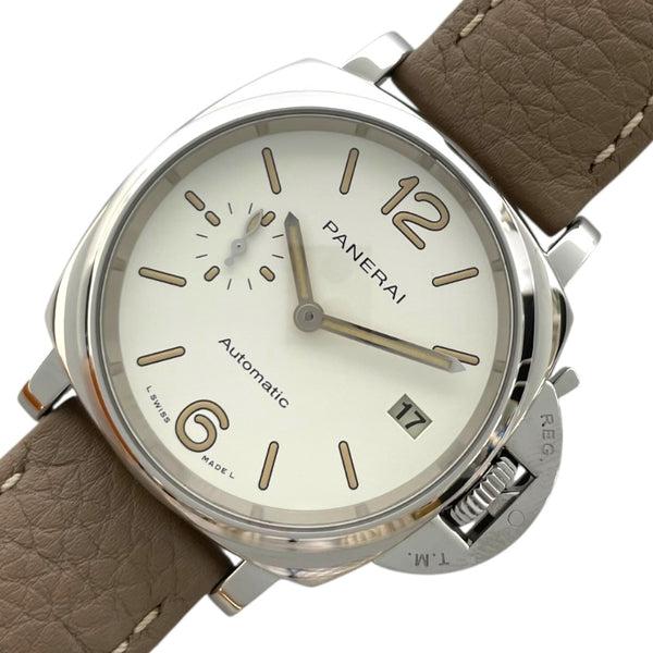 パネライ PANERAI ルミノール ドゥエ PAM01043 ホワイト SS/革ベルト 自動巻き ユニセックス 腕時計