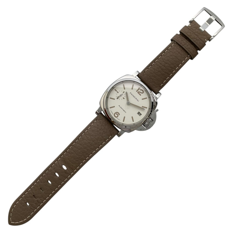 パネライ PANERAI ルミノール ドゥエ PAM01043 ホワイト SS/革ベルト 自動巻き ユニセックス 腕時計