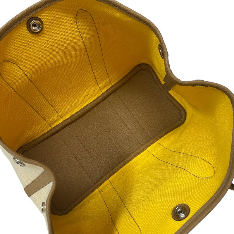 エルメス HERMES ガーデンパーティーTPM B刻 クリーム×ベージュマルファ シルバー金具 トワル/ネゴンダ レディース ハンドバッグ