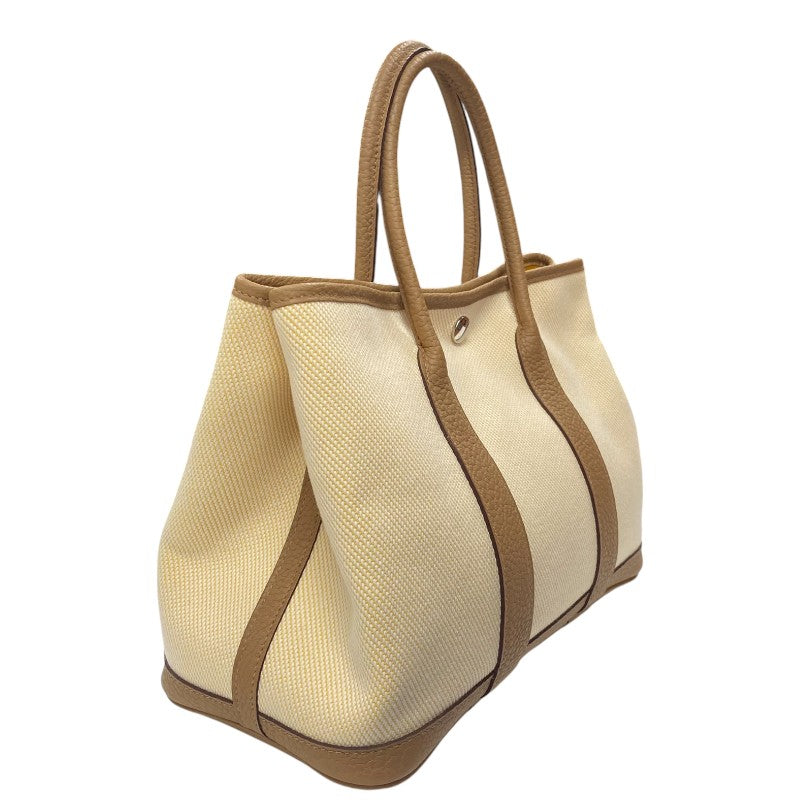 エルメス HERMES ガーデンパーティーTPM B刻 クリーム×ベージュマルファ シルバー金具 トワル/ネゴンダ レディース ハンドバッグ