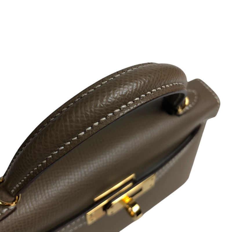 エルメス HERMES ミニケリー2 Z刻印 エトゥープ ゴールド金具