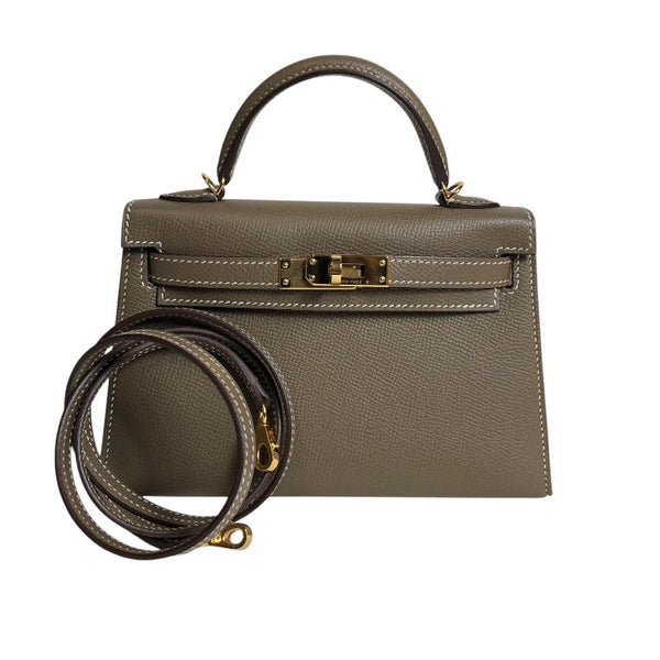 エルメス HERMES ミニケリー2 Z刻印 エトゥープ ゴールド金具 ヴォーエプソン レディース ショルダーバッグ