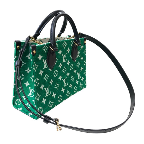 ルイ・ヴィトン LOUIS VUITTON オンザゴーPM M46216 グリーン・ホワイト モノグラム・ジャガード LVマッチ レディース ハンドバッグ