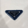 プラダ PRADA トライアングルロゴ半袖クロップドトップス GFT012 クリーム コットン レディース 半袖Ｔシャツ