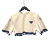 プラダ PRADA トライアングルロゴ半袖クロップドトップス GFT012 クリーム コットン レディース 半袖Ｔシャツ