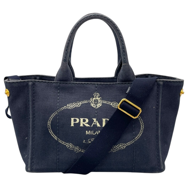 プラダ PRADA カナパSS 1BG439 ネイビー ゴールド金具 キャンバス レディース トートバッグ